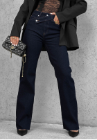 Spodnie jeansowe straight Bad Babe granatowe