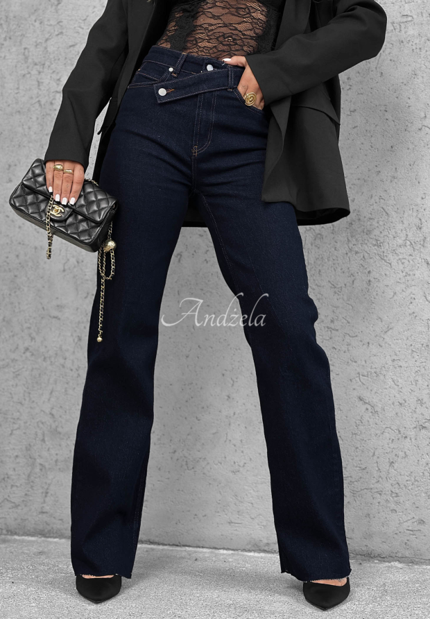 Bad Babe Navy Blue Straight-Leg Jeans