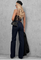 Spodnie jeansowe straight Bad Babe granatowe