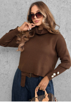 Sweter z golfem i ozdobnymi guzikami The Everyday burgundowy