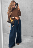 Sweter z golfem i ozdobnymi guzikami The Everyday burgundowy