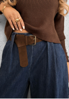 Spodnie jeansowe wide leg z paskiem Amber Chapter niebieskie