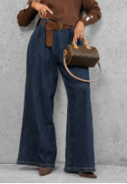 Spodnie jeansowe wide leg z paskiem Amber Chapter niebieskie