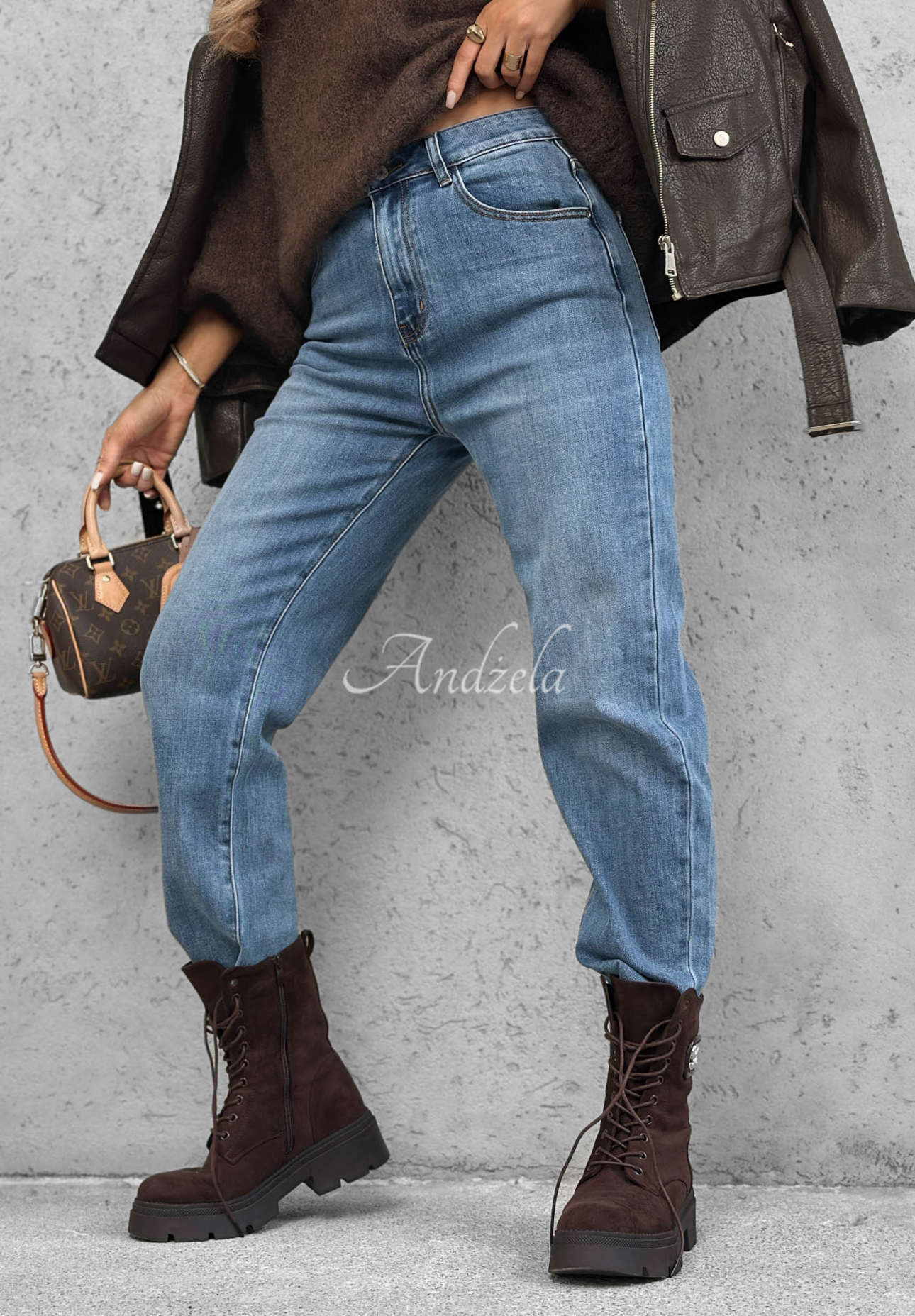 Quiet Days Blue Mom-Fit Jeans