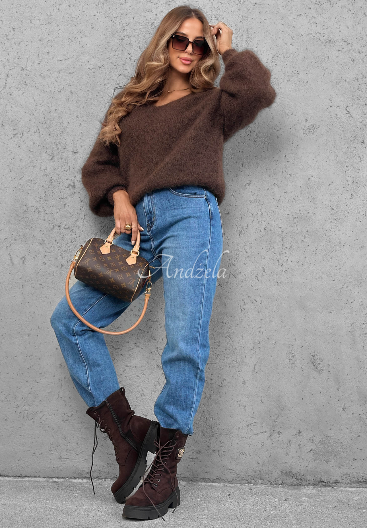 Quiet Days Blue Mom-Fit Jeans