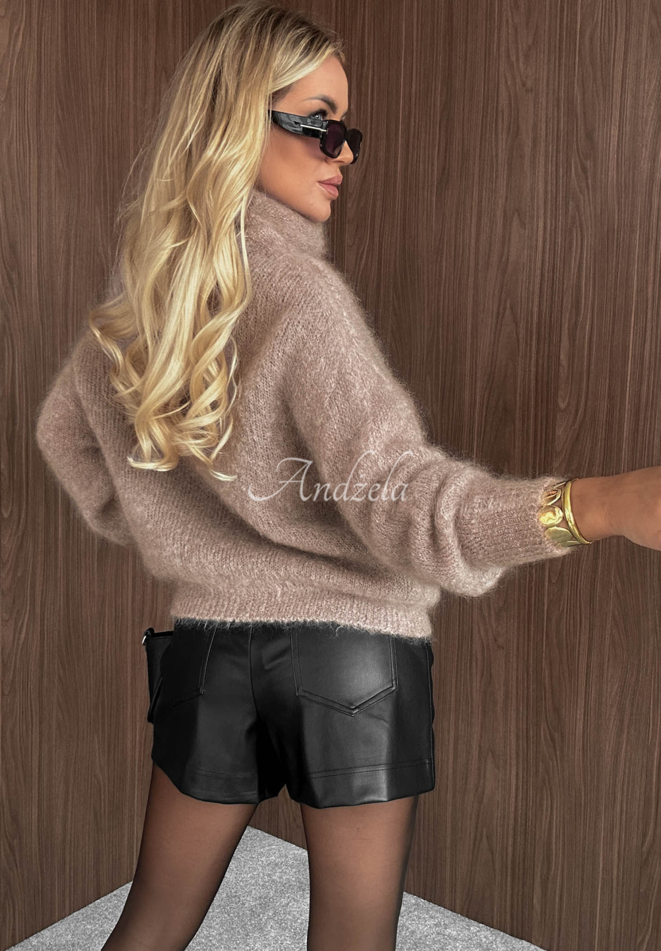 Rainy Clouds Soft Beige Mohair Turtleneck Sweater