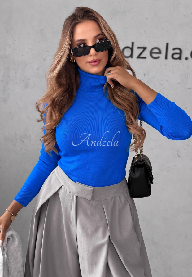 Fitted turtleneck sweater Solange cobalt blue
