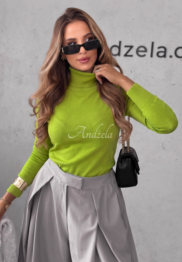 Solange Fitted Turtleneck Sweater in Avocado Green