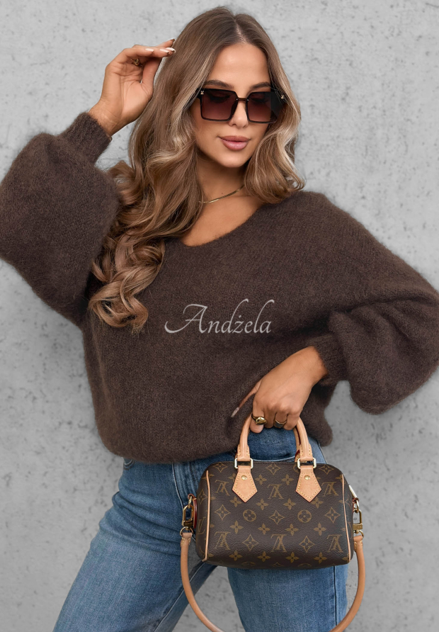 Moherowy sweter Touch Of Autumn czekoladowy