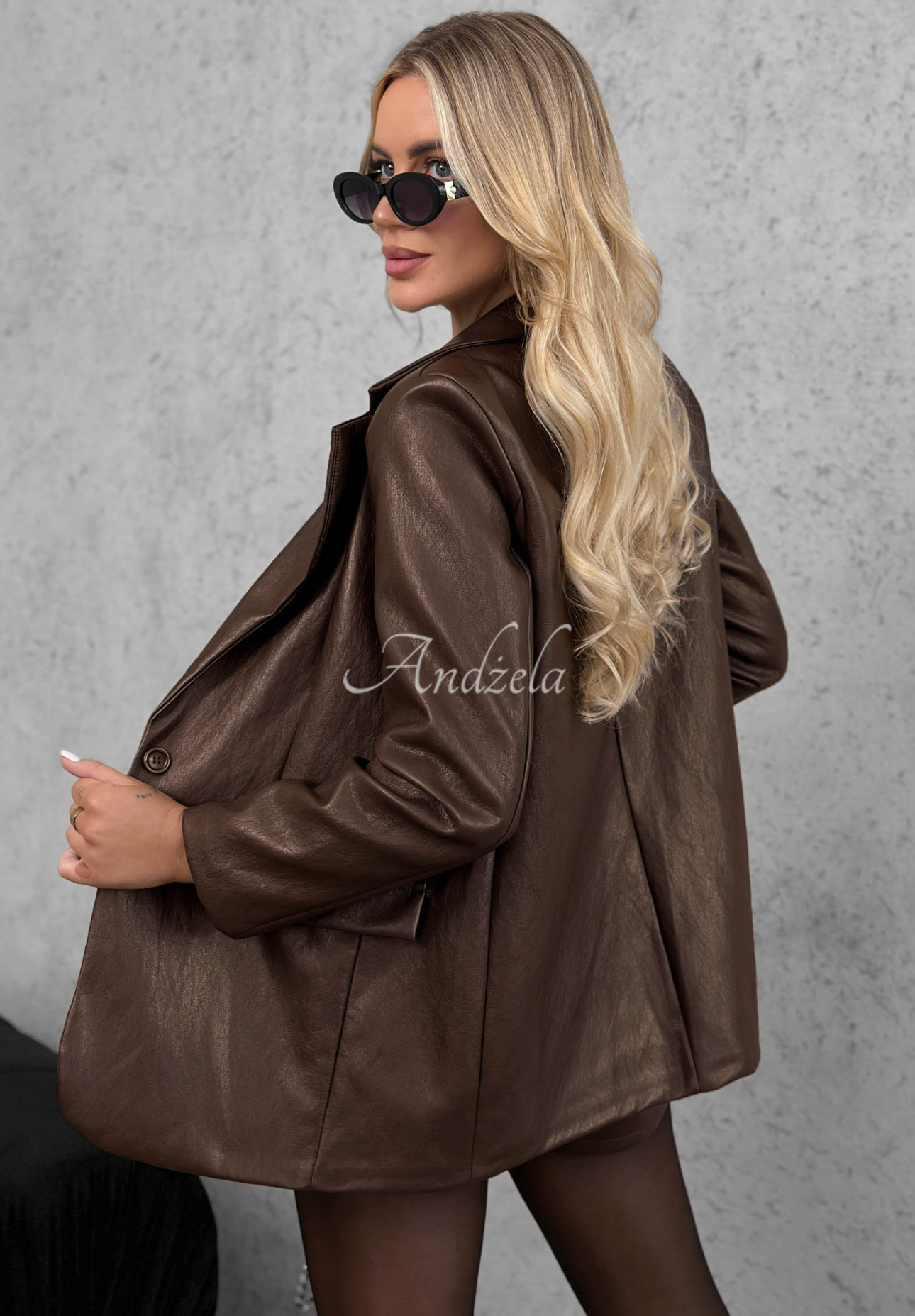 Dangerous Darling Chocolate-Brown Leather Jacket with Collar