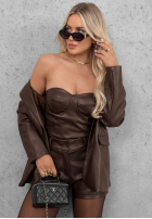 Krótki skórzany top gorsetowy Dangerous Darling czarna