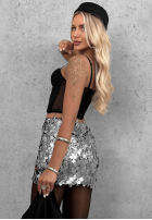 Cekinowa spódniczka mini Shimmer Darling srebrna