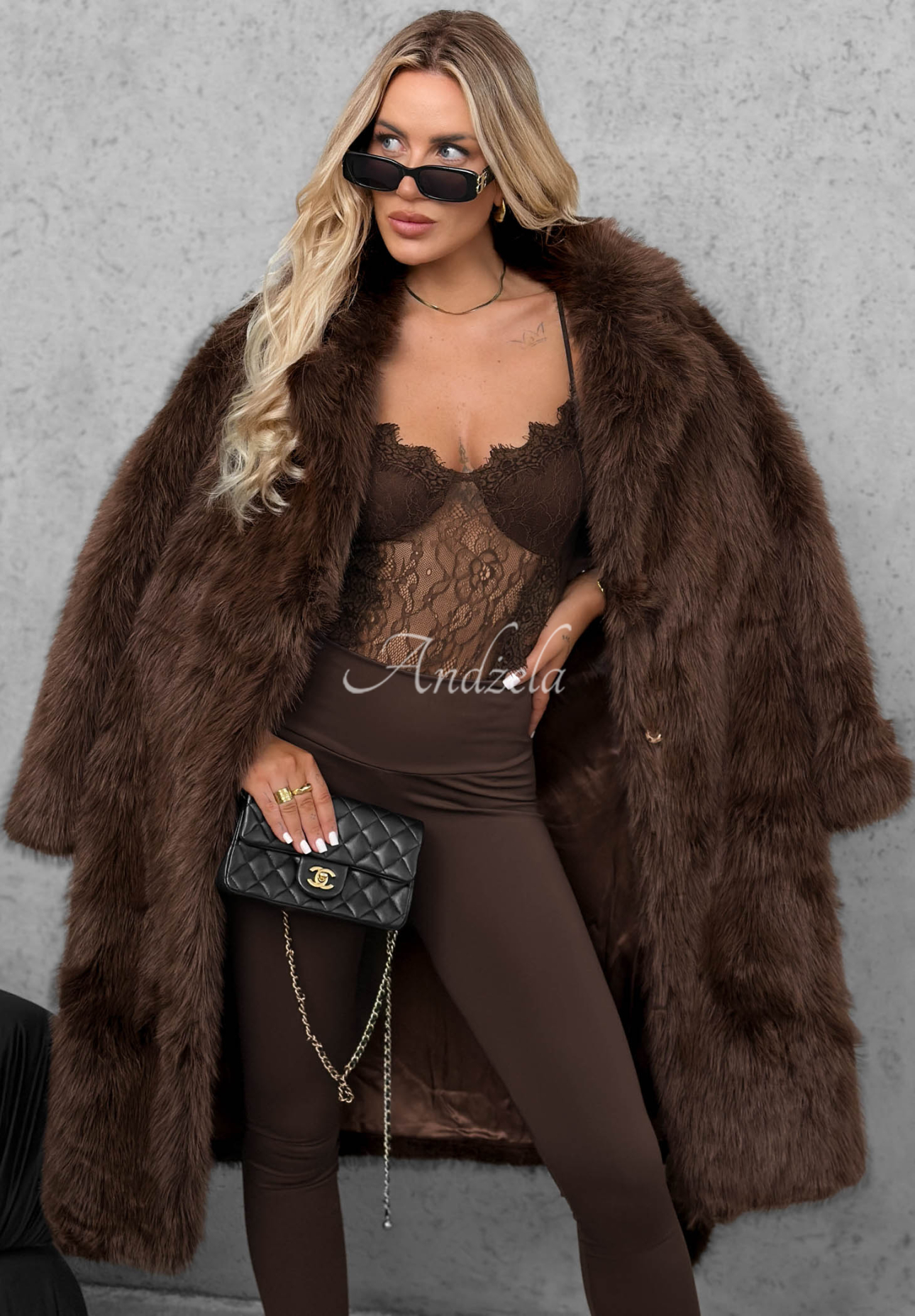Who Knows Long Chocolate-Brown Fur Coat