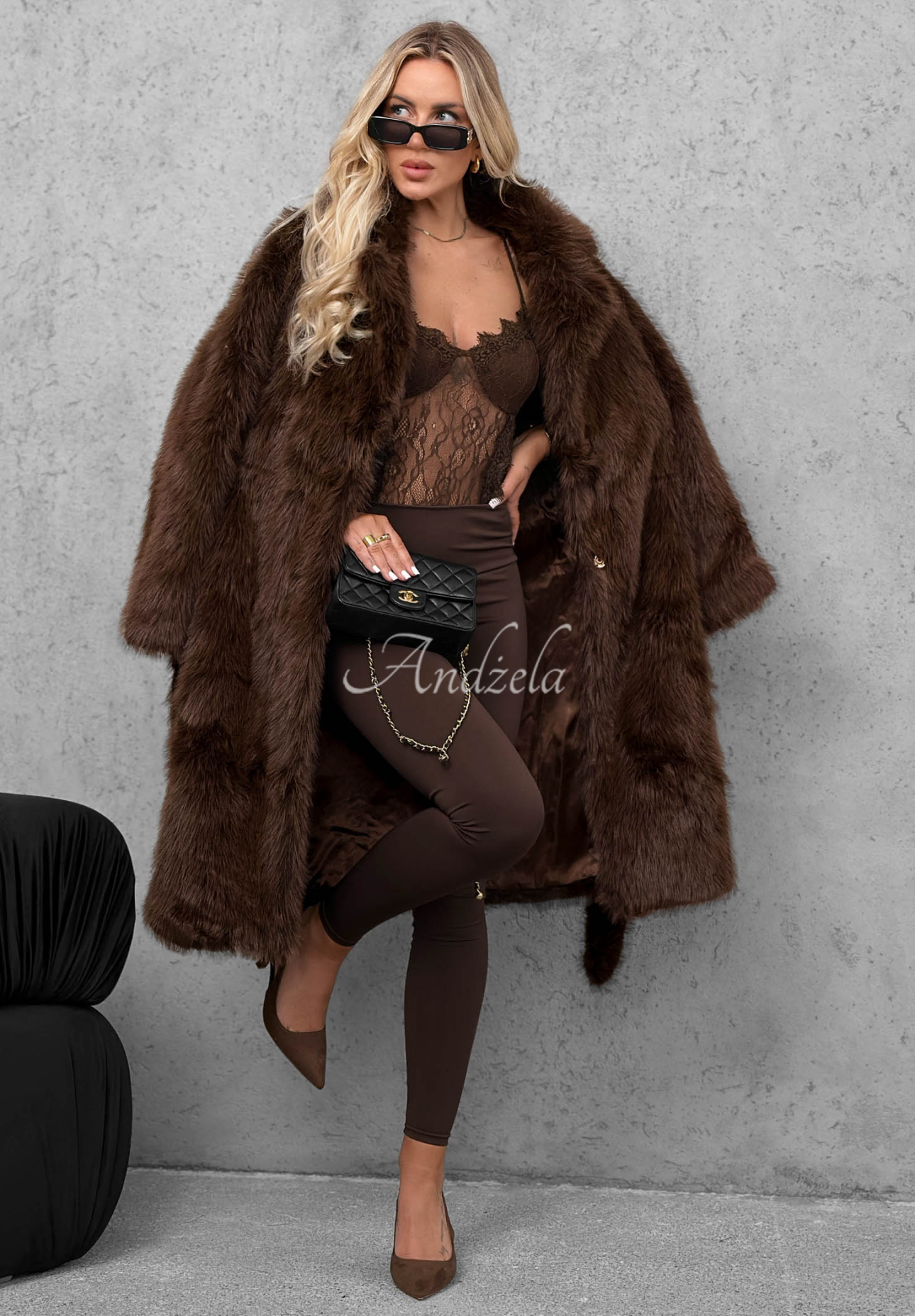 Who Knows Long Chocolate-Brown Fur Coat