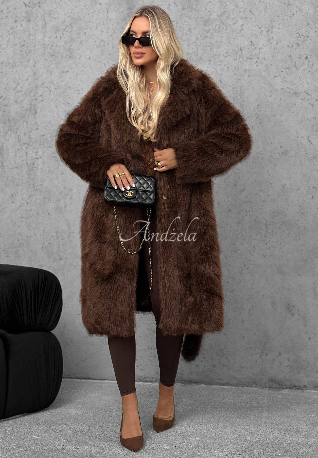 Who Knows Long Chocolate-Brown Fur Coat