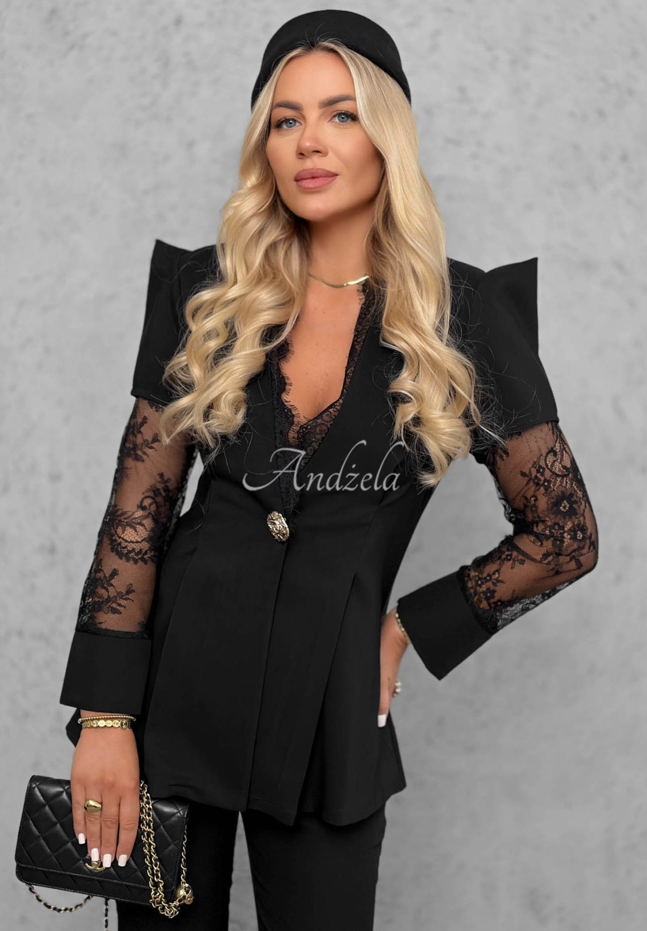 Elegant Noir Elegance Lace Set, Black
