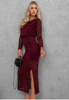 Koronkowa sukienka maxi z marszczeniami Lace Affair czarna