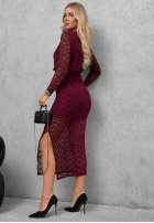 Koronkowa sukienka maxi z marszczeniami Lace Affair czarna