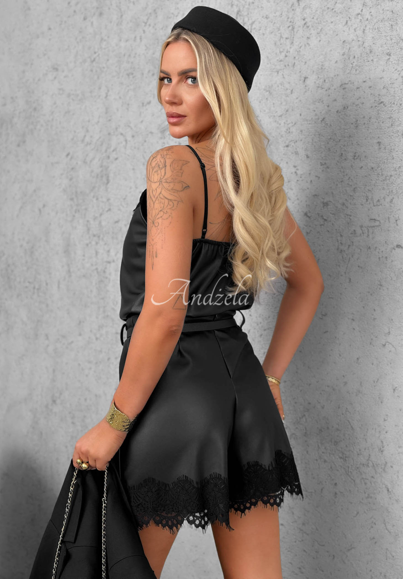 Sweet Rebel Black Leather Strapless Top with Lace