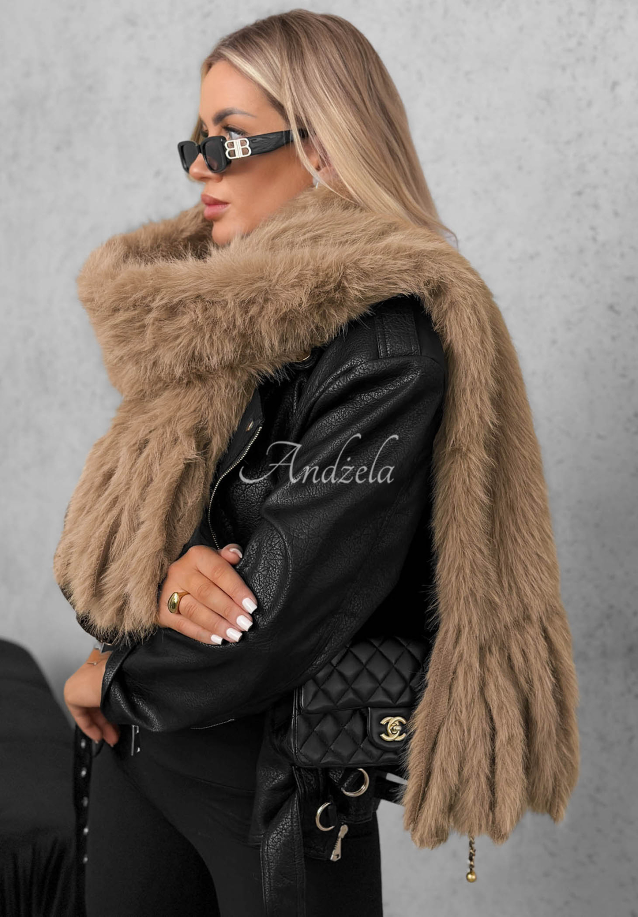 Fluffy Dreams Mocha Soft Teddy Bear Scarf with Tassels