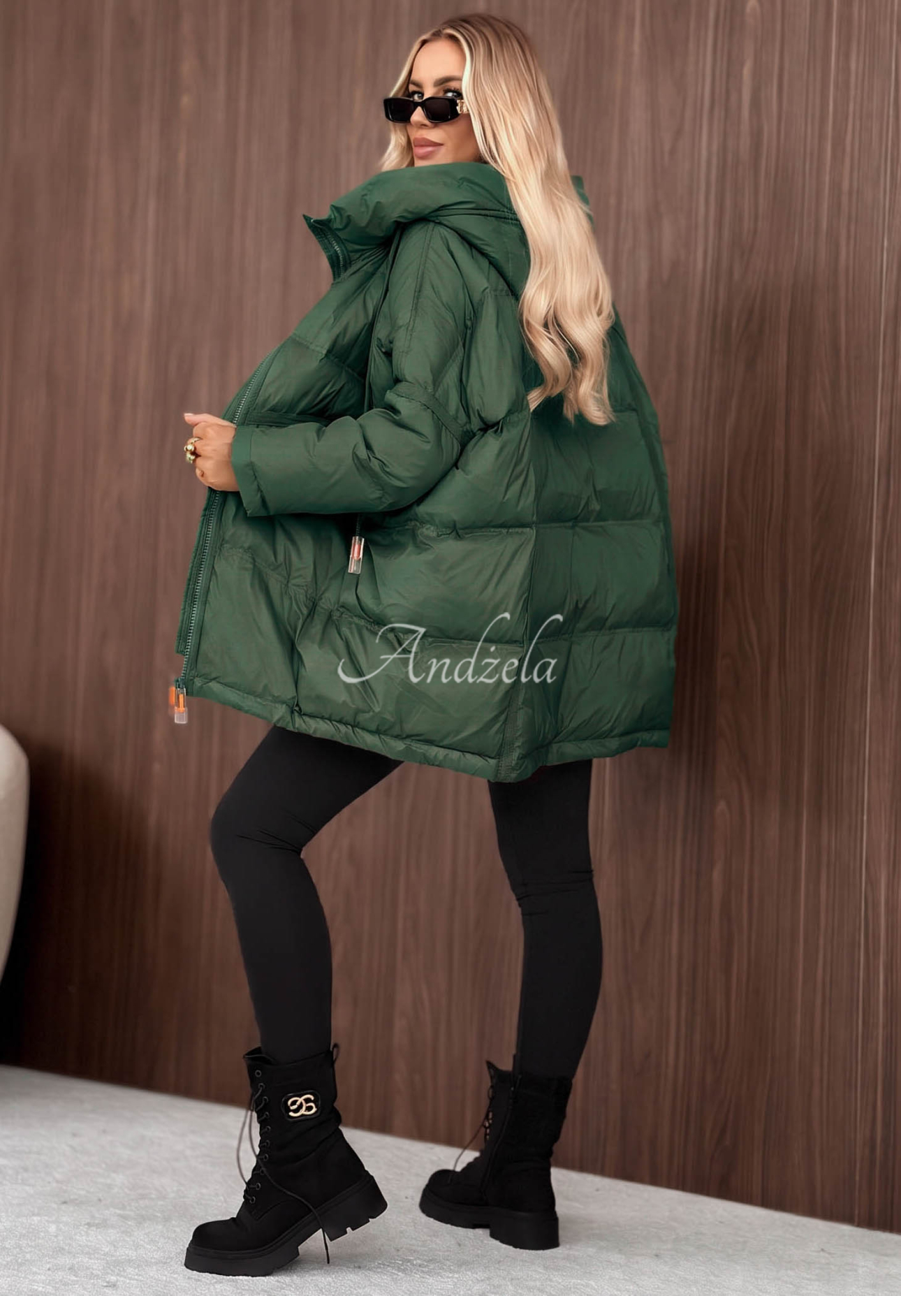 Coldest Of Times Hooded Down Jacket in Bottle Green