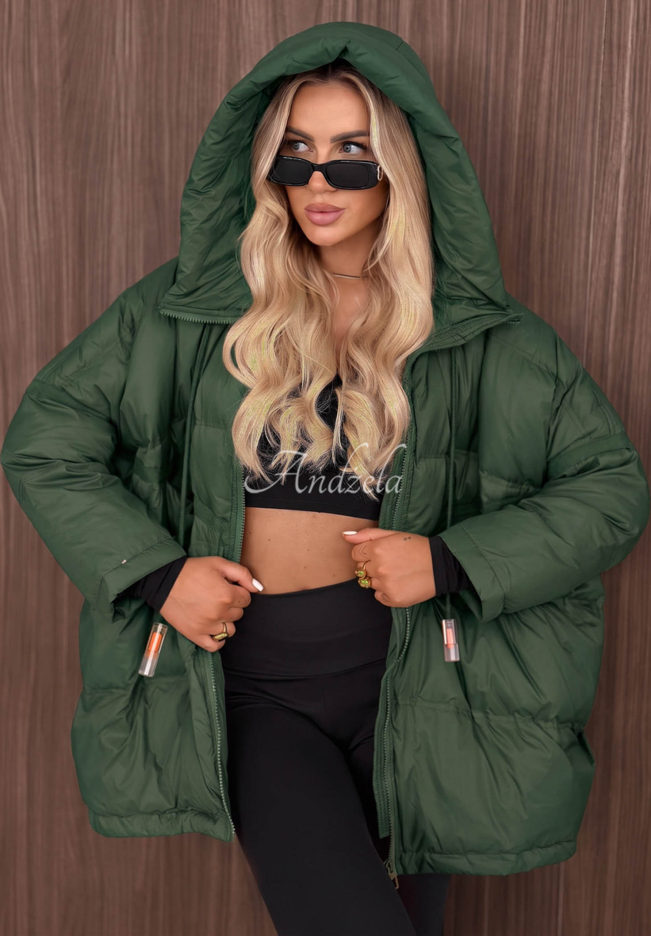 Coldest Of Times Hooded Down Jacket in Bottle Green