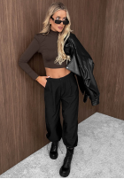 Krótka bluzka longsleeve Sassy Muse czarna