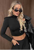 Krótka bluzka longsleeve Sassy Muse czarna