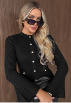 Prążkowana bluzka longsleeve dzwonek Simple Routine czekoladowa