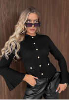 Prążkowana bluzka longsleeve dzwonek Simple Routine czekoladowa