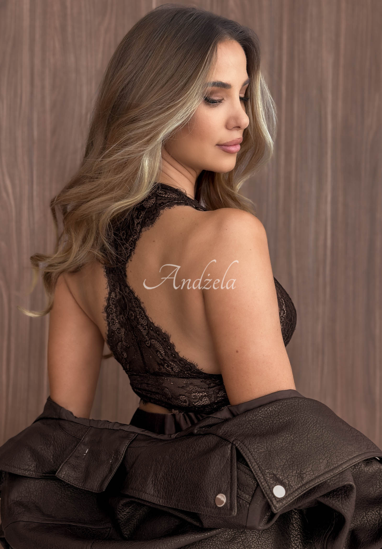 Secret Lover Short Chocolate-Colored Lace Top