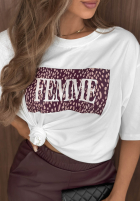 Bawełniany T-shirt z nadrukiem Femme biały