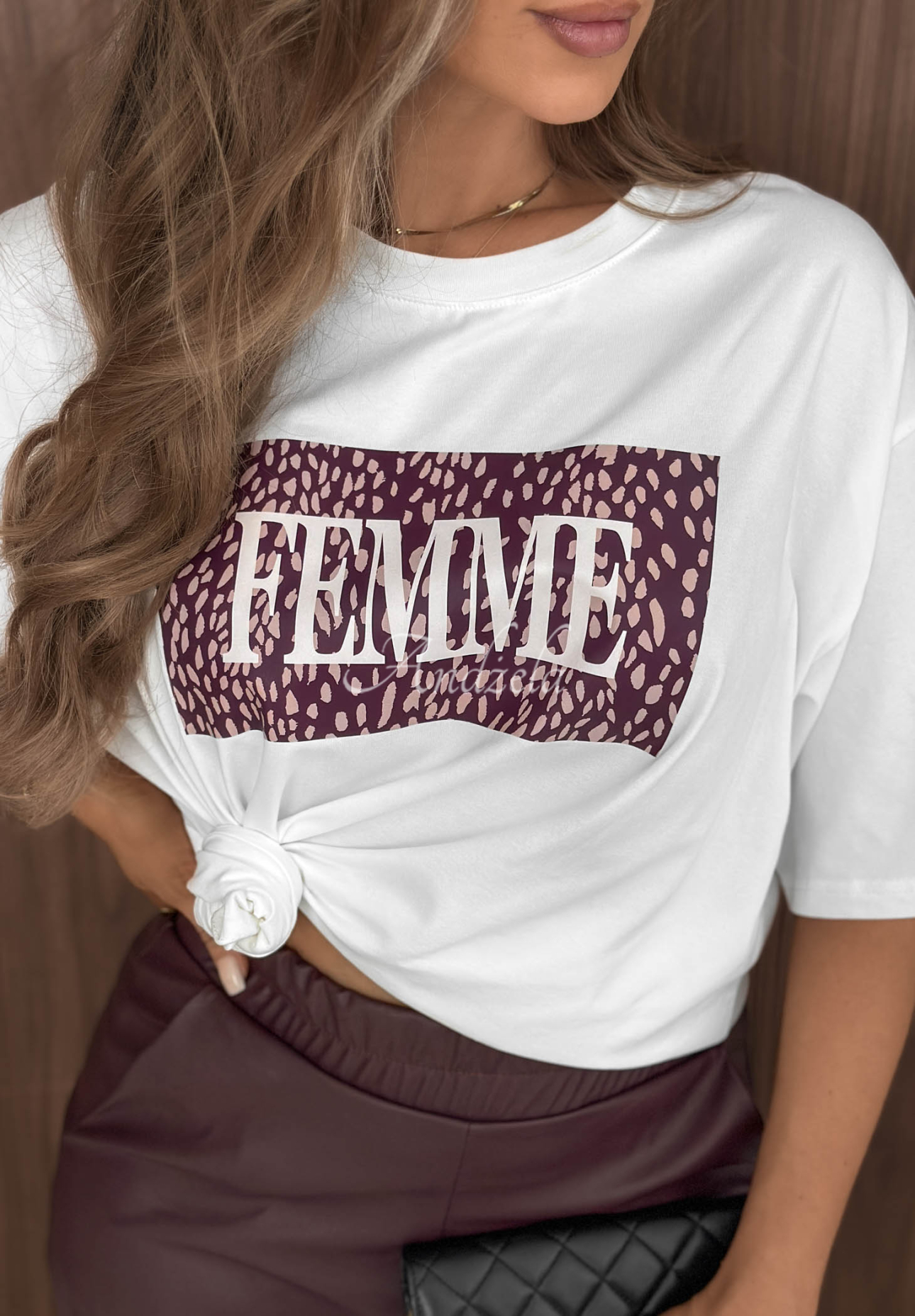 White "Femme" Printed Cotton T-Shirt