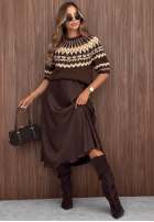 Sweter z krótkimi rękawkami we wzory Mine October ecru