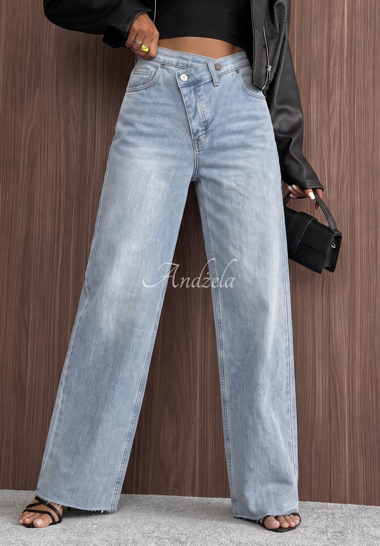 Spodnie jeansowe wide leg Morning Calm jasnoniebieskie