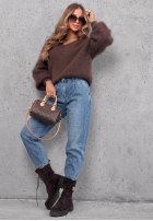 Spodnie jeansowe mom fit z przeszyciami Daily Routine niebieskie