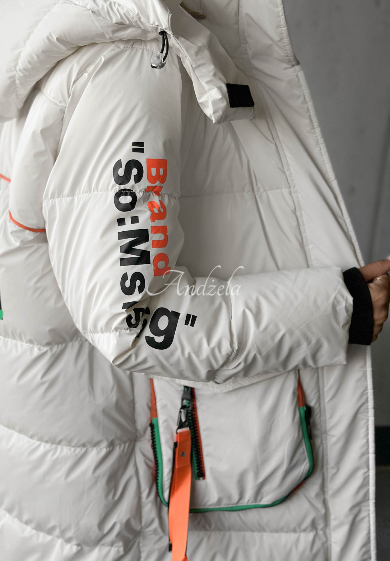 Silver Frost Long Quilted Hooded Jacket, White