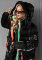 Długa pikowana kurtka z kapturem Silver Frost biała