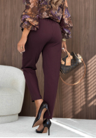 Eleganckie spodnie cygaretki z guzikami Gentle Elegance burgundowe
