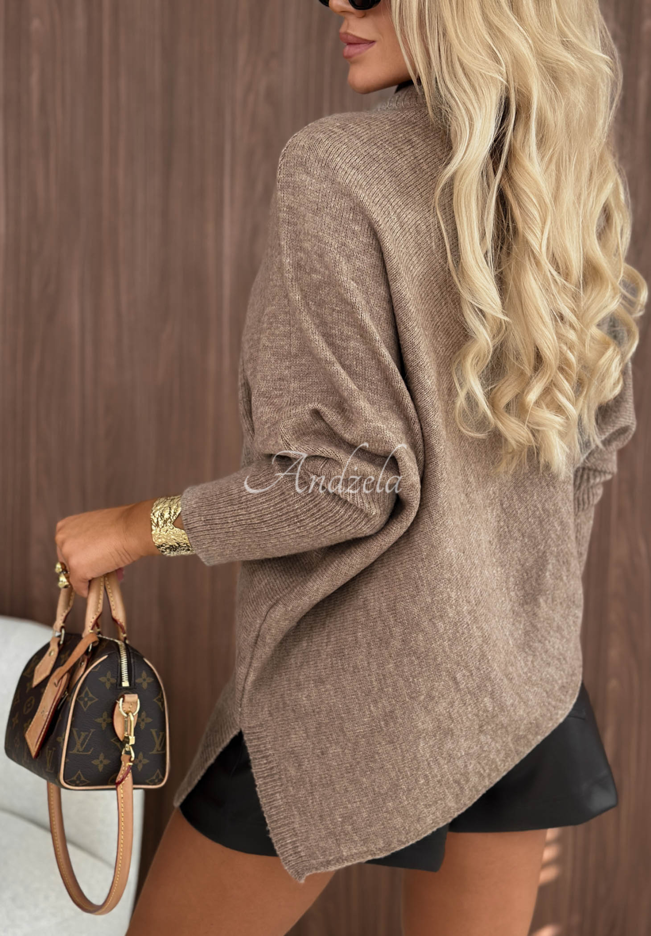 Unknown Number Asymmetrical Wool Sweater in Mocha