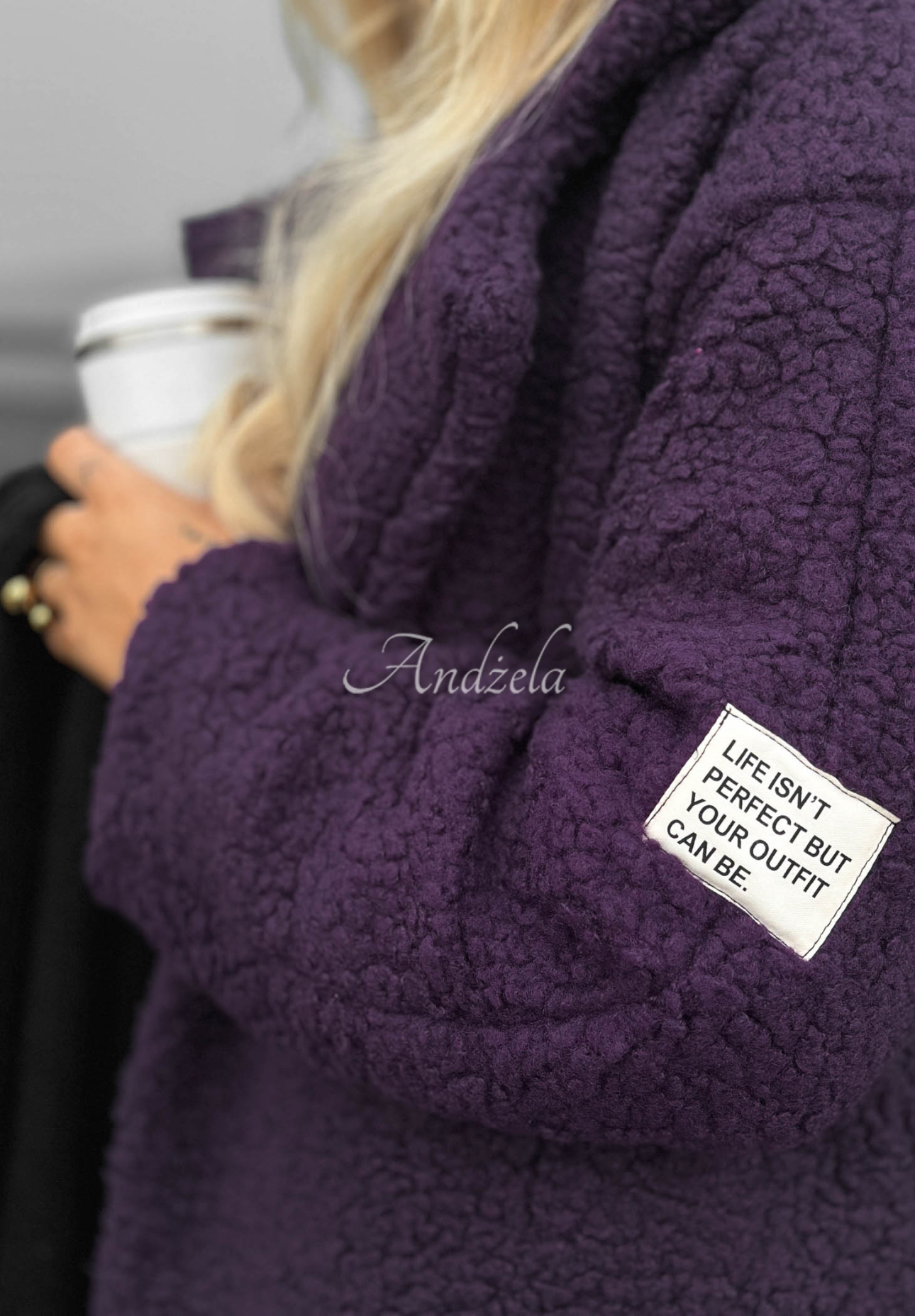 Frost Lady Long Cotton Hooded Sheepskin Coat in Berry