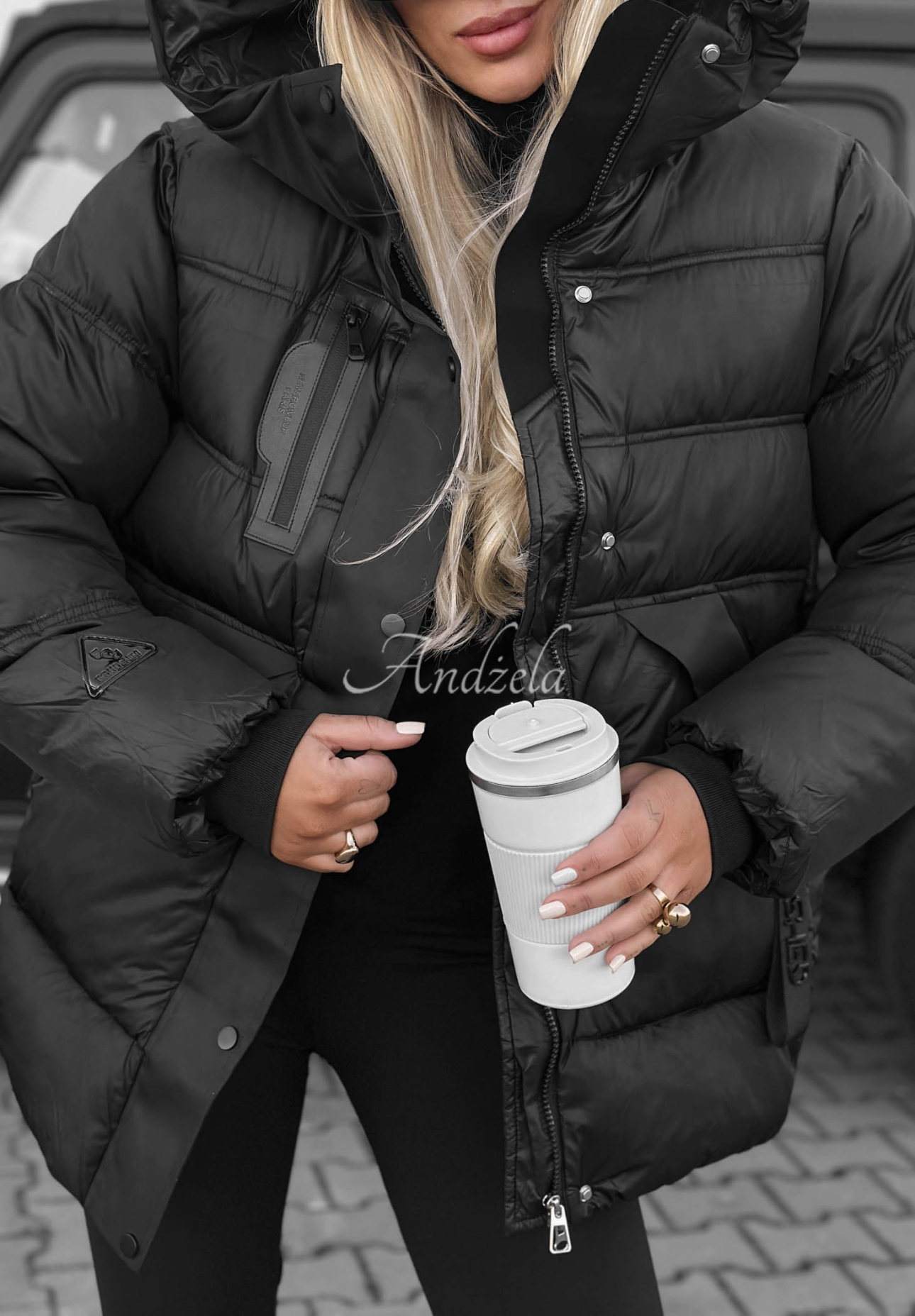Simple Theory Black Quilted Hooded Jacket