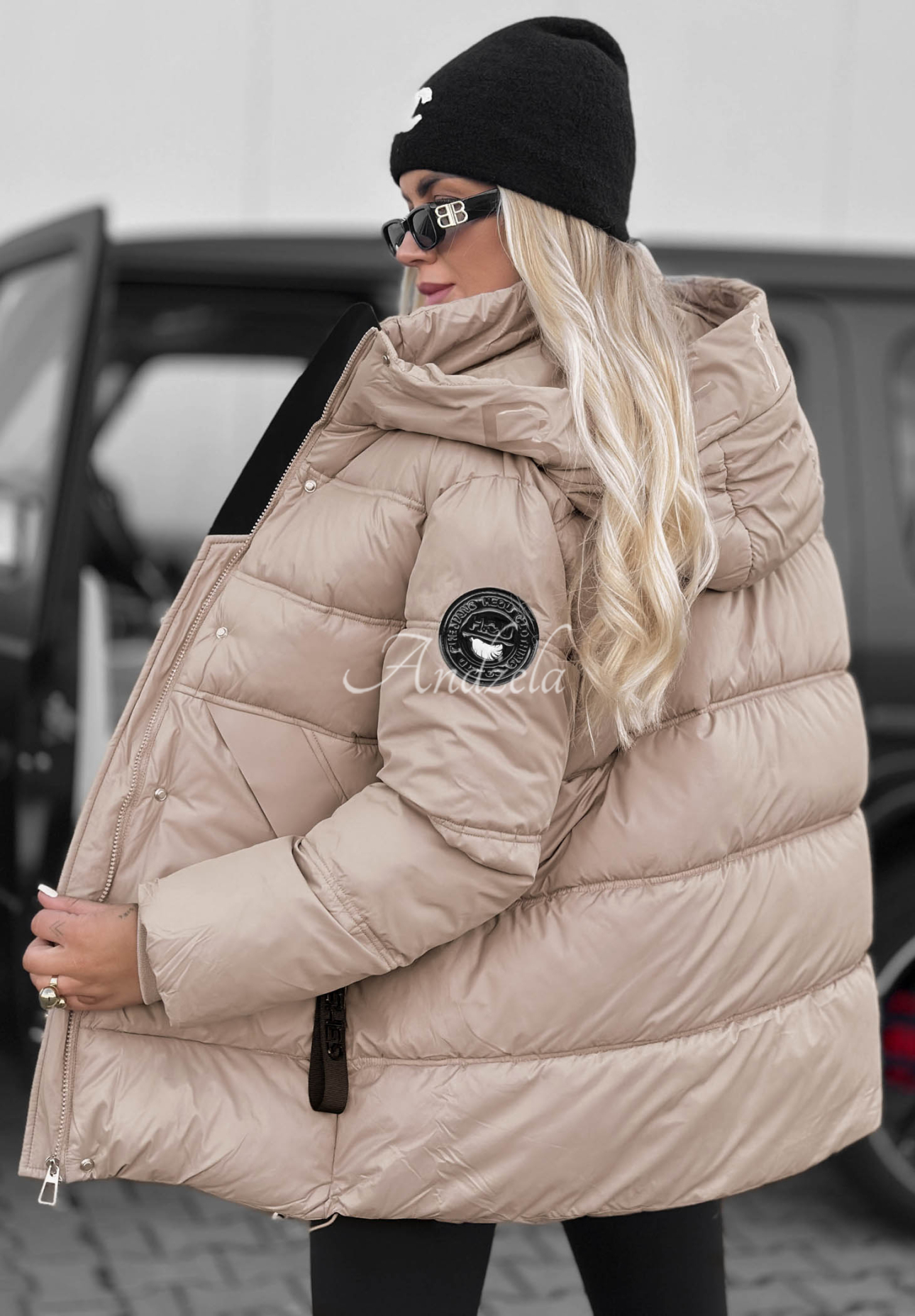 Simple Theory Beige Quilted Hooded Jacket
