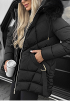 Długa pikowana kurtka z futerkiem Snow Babe beżowa