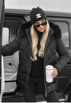 Długa pikowana kurtka z futerkiem Snow Babe beżowa