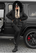 Długa pikowana kurtka z futerkiem Snow Babe beżowa
