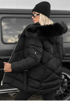 Długa pikowana kurtka z futerkiem Snow Babe beżowa