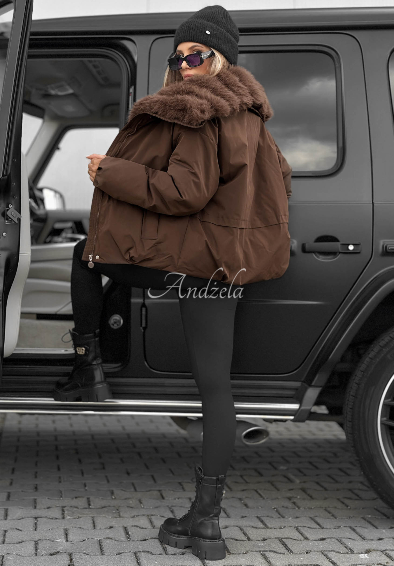 Pine Path Chocolate-Colored Parka with Fur Lining