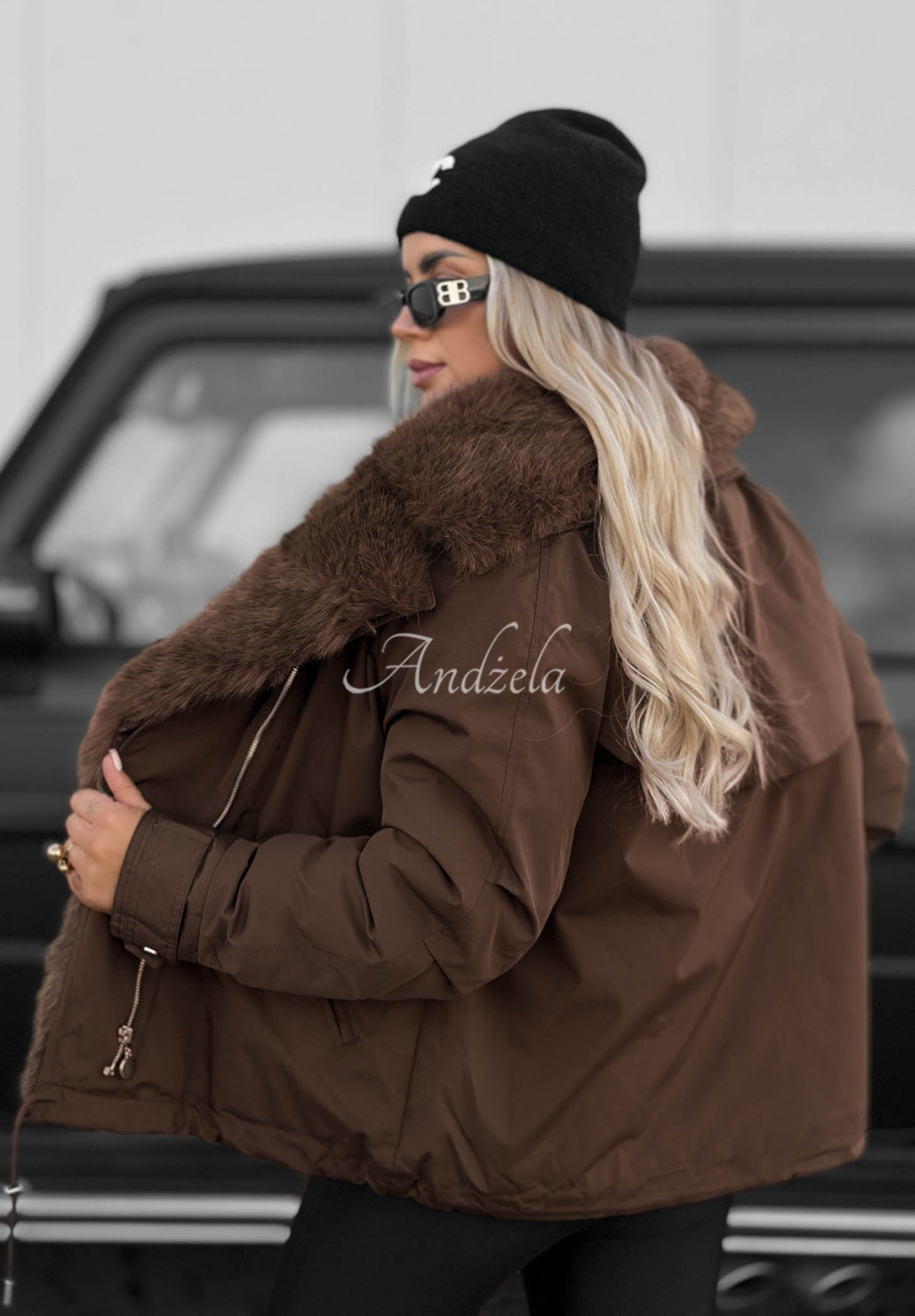 Far Enough Chocolate-Colored Parka with Fur Lining