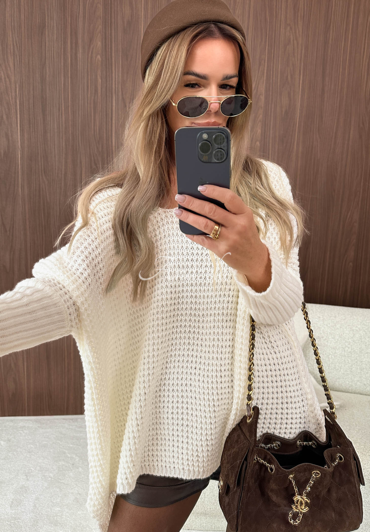 Asymetryczny sweter oversize Amber Knit ecru